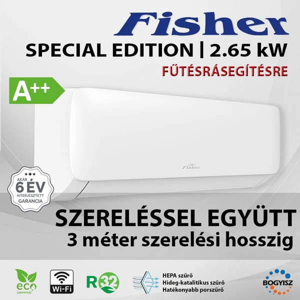 FISHER SPECIAL EDITION FSAIF-SP-121AE3 / FSOAIF-SP-121AE3 INVERTERES KLÍMA / 3.5 KW / A++ / R32 - SZERELÉSSEL EGYÜTT
