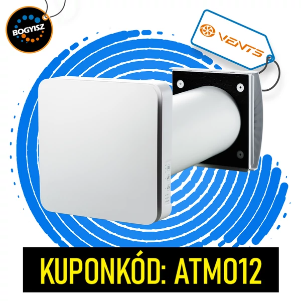 VENTS TWINFRESH ATMO EGYHELYISÉGES EGYCSÖVES HŐVISSZANYERŐS LÉGKEZELŐ BERENDEZÉS