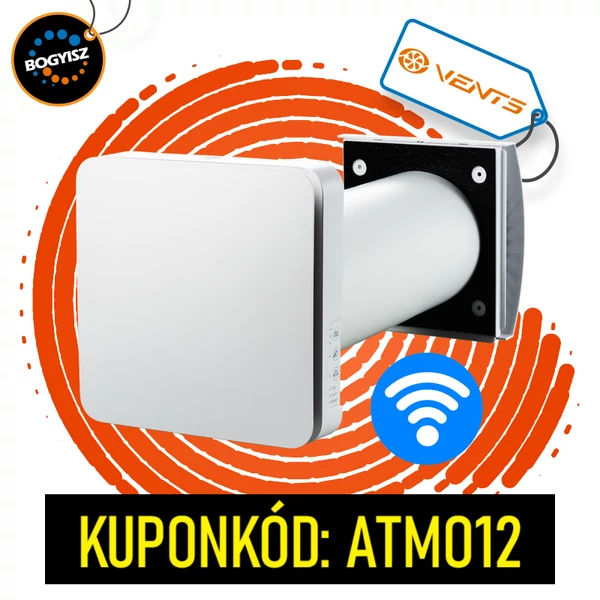 VENTS TWINFRESH ATMO EGYHELYISÉGES EGYCSÖVES HŐVISSZANYERŐS LÉGKEZELŐ BERENDEZÉS