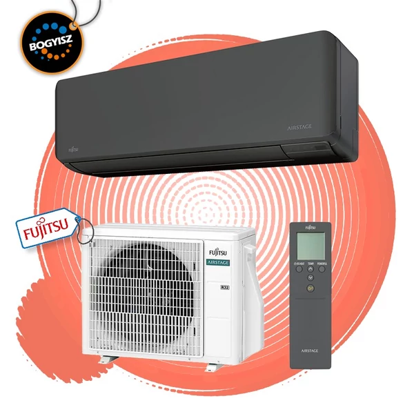 FUJITSU AIRSTAGE ASEH12KMCG-B/AOEH12KMCG INVERTERES KLÍMA / 3,4 KW / A++ / R32 - FEKETE