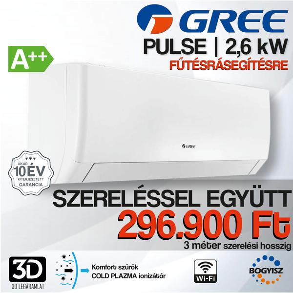 GREE PULSE GWH09AGA-K6DNA1A INVERTERES KLÍMA / 2,6 kW / A++ / R32