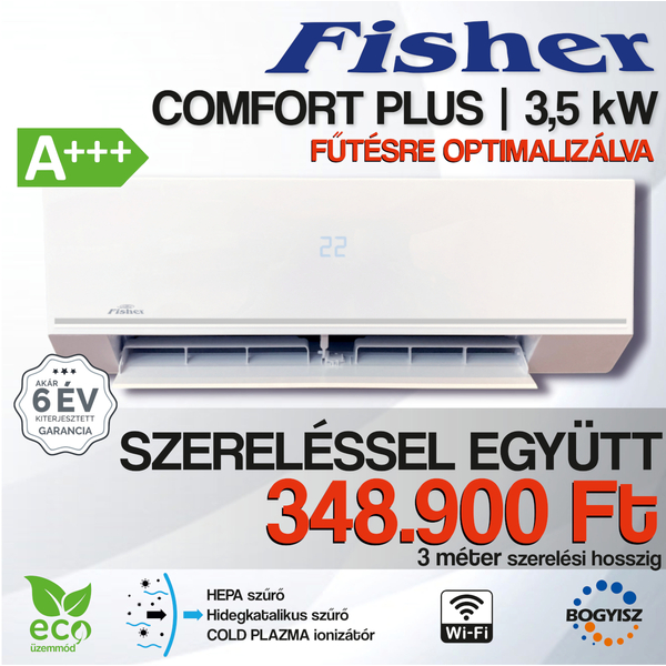 FISHER COMFORT PLUS FSAIF-CP-121AE3 / FSOAIF-CP-121AE3 INVERTERES KLÍMA / 3,5 kW / A+++ / R32
