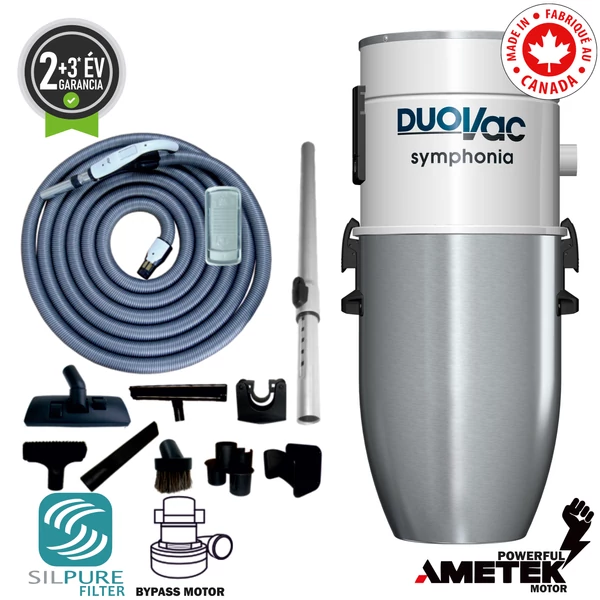 DUOVAC SYMPHONIA BYPASS SYM-150I KÖZPONTI PORSZÍVÓ + LUXUS TAKARÍTÓ KÉSZLET