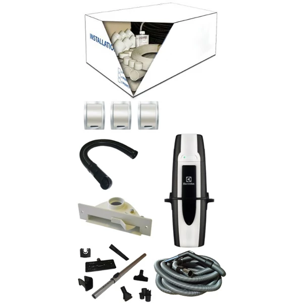ELECTROLUX OXYGEN ELX910 KÖZPONTI PORSZÍVÓ + 3 CSATLAKOZÓS SZERELŐCSOMAG + STANDARD TAKARÍTÓ KÉSZLET