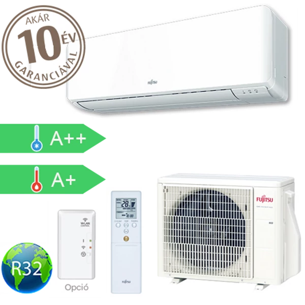 FUJITSU ASYG30KMTA / AOYG30KMTA KÜLTÉRI ÉS BELTÉRI EGYSÉG EGYBEN | HŐSZIVATTYÚS, INVERTERES OLDALFALI FEHÉR SPLIT KLÍMA - R32 HŰTŐKÖZEG 8 KW HŰTŐTELJESÍTMÉNY