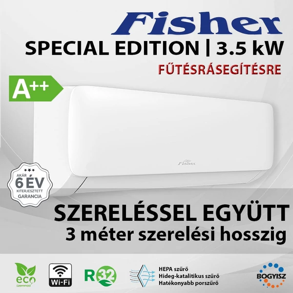 FISHER SPECIAL EDITION FSAIF-SP-121AE3 / FSOAIF-SP-121AE3 INVERTERES KLÍMA / 3.5 KW / A++ / R32 - SZERELÉSSEL EGYÜTT