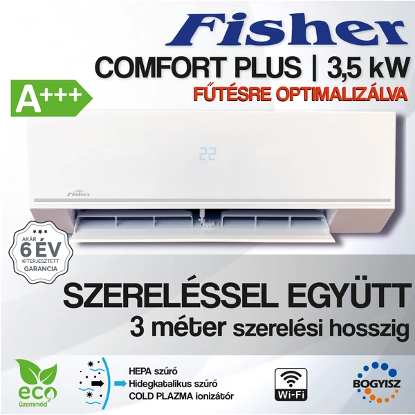 FISHER COMFORT PLUS FSAIF-CP-121AE3 / FSOAIF-CP-121AE3 INVERTERES KLÍMA / 3,5 kW / A+++ / R32