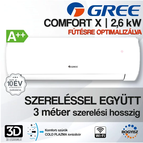 GREE COMFORT X GWH09ACC-K6DNA1F INVERTERES KLÍMA / 2,7 kW / A++ / R32