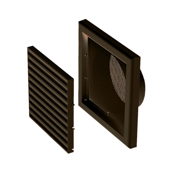 VENTS MŰANYAG SZELLŐZŐRÁCS CSŐCSATLAKOZÓVAL 187X187 D=125 - BARNA