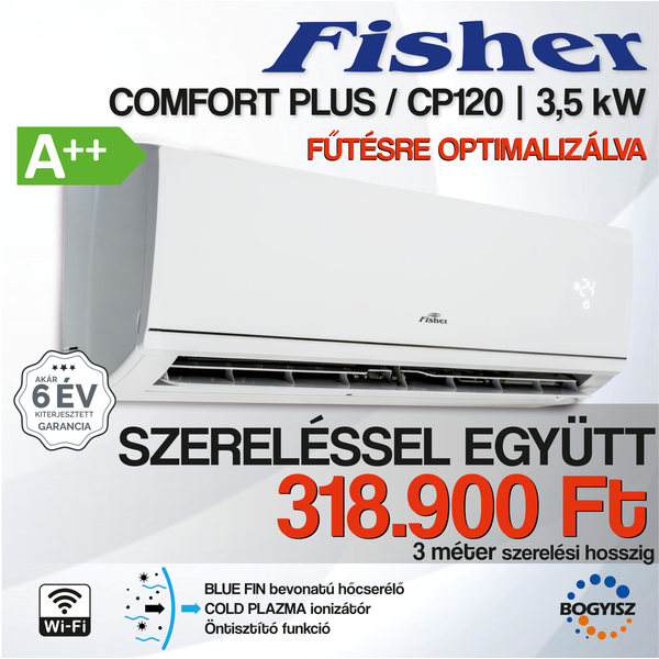 FISHER COMFORT PLUS FSAI-CP-120BE3 / FSOAI-CP-120BE3 INVERTERES KLÍMA / 3,5 kW / A++ / R32