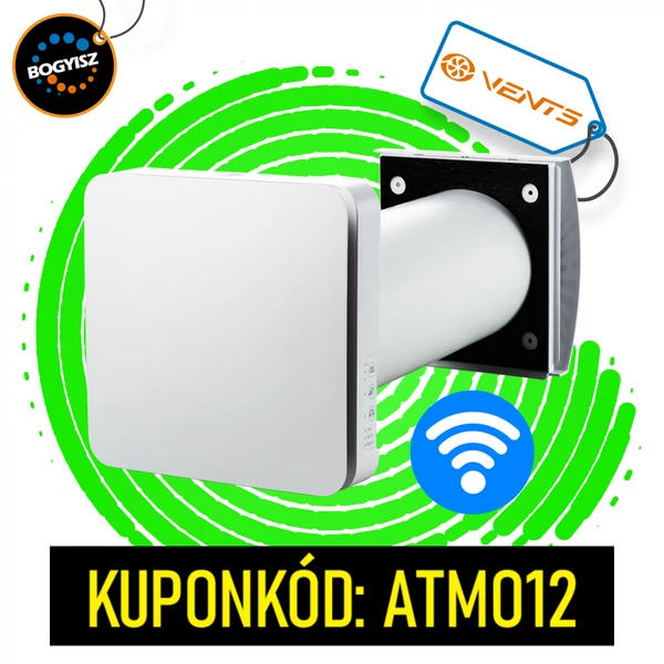 VENTS TWINFRESH ATMO EGYHELYISÉGES EGYCSÖVES HŐVISSZANYERŐS LÉGKEZELŐ BERENDEZÉS