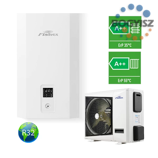 FISHER E-HEATR FHF-WHS-121CE3 LEVEGŐ-VÍZ HŐSZIVATTYÚ HIDRAULIKUS EGYSÉG plusz KÜLTÉRI EGYSÉG 12kW R32
