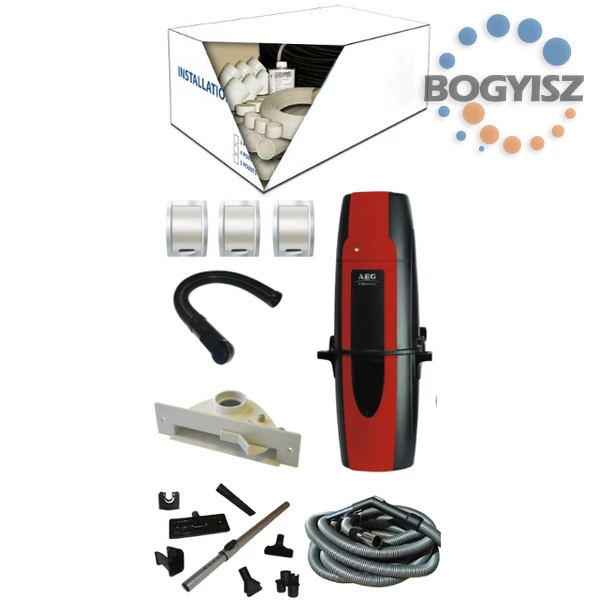 AEG OXYGEN ZCV855 KÖZPONTI PORSZÍVÓ + 3 CSATLAKOZÓS SZERELŐCSOMAG + STANDARD TAKARÍTÓ KÉSZLET
