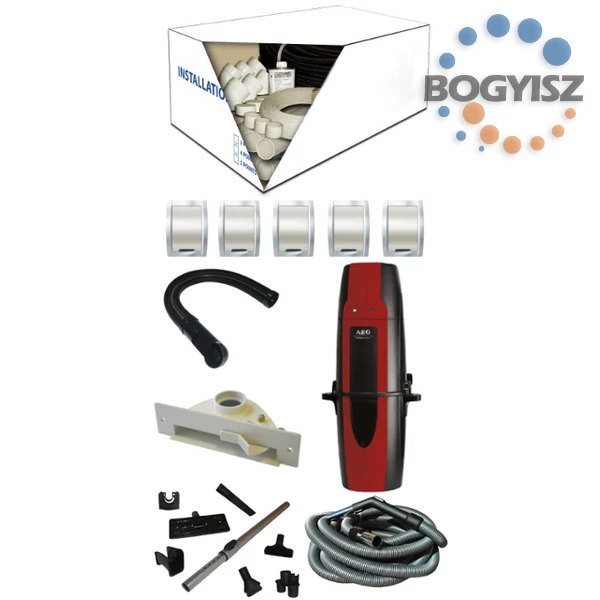 AEG OXYGEN ZCV860 KÖZPONTI PORSZÍVÓ + 5 CSATLAKOZÓS SZERELŐCSOMAG + STANDARD TAKARÍTÓ KÉSZLET