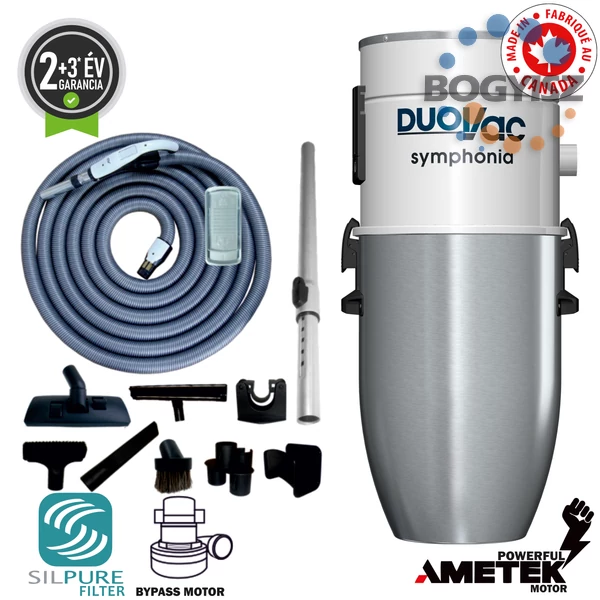 DUOVAC SYMPHONIA BYPASS SYM-150I KÖZPONTI PORSZÍVÓ + LUXUS TAKARÍTÓ KÉSZLET