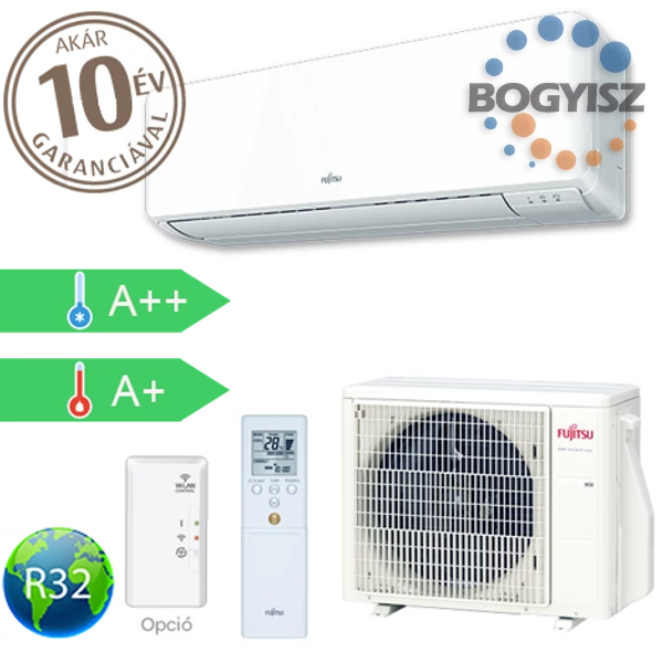 FUJITSU ASYG30KMTA / AOYG30KMTA KÜLTÉRI ÉS BELTÉRI EGYSÉG EGYBEN | HŐSZIVATTYÚS, INVERTERES OLDALFALI FEHÉR SPLIT KLÍMA - R32 HŰTŐKÖZEG 8 KW HŰTŐTELJESÍTMÉNY