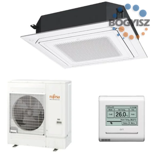 FUJITSU AUXG45KRLB / AOYG45KRTA Kazettás klímaberendezés. Kültéri és beltéri egység egyben. 12,1 kW hűtési teljesítmény, hőszivattyú, inverter, R32 hűtőközeg