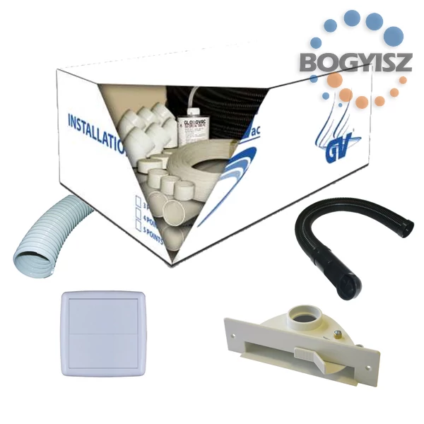 KÖZPONTI PORSZÍVÓ 5 CSATLAKOZÓS SZERELŐCSOMAG + KONYHAI ADAPTER SZETT + BEKÖTŐCSŐ + KIFÚJÓ FEDÉL