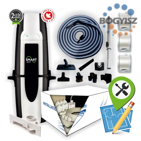 SMART - ELECTROLUX SMI600D / ELX910 DECO KÖZPONTI PORSZÍVÓ SZERELÉSSEL EGYÜTT / 3 KIÁLLÁS + 1 SZEMÉTLAPÁT ADAPTER