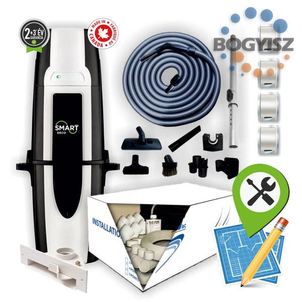 SMART - ELECTROLUX SMI600D / ELX910 DECO KÖZPONTI PORSZÍVÓ SZERELÉSSEL EGYÜTT / 4 KIÁLLÁS + 1 SZEMÉTLAPÁT ADAPTER