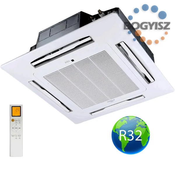FISHER FSKUIF-120CE3-EU KAZETTÁS beltéri egység + kazetta előlap (panel). Hőszivattyús, inverteres. R32 hűtőközeg és 3,5 kW