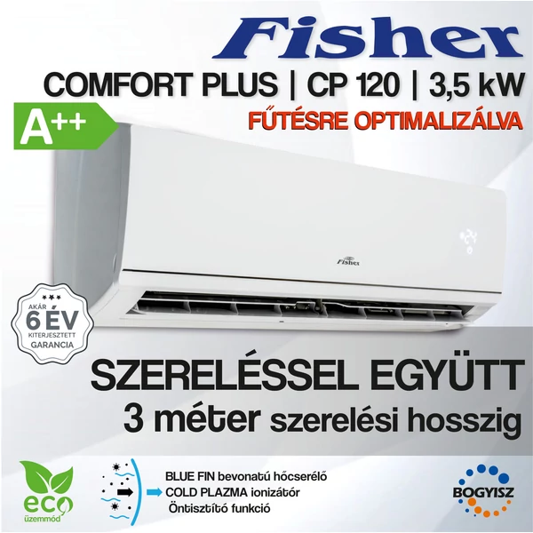 FISHER COMFORT PLUS FSAI-CP-120BE3 / FSOAI-CP-120BE3 INVERTERES KLÍMA / 3,5 kW / A++ / R32
