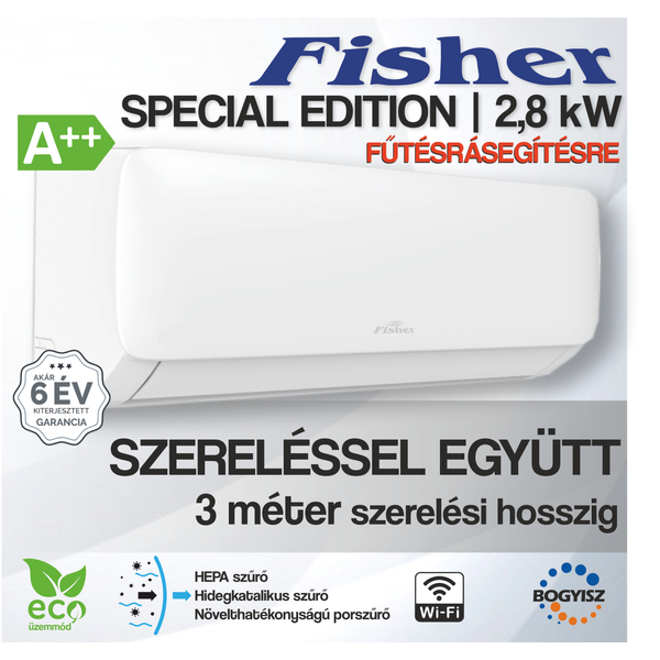 FISHER SPECIAL EDITION FSAIF-SP-90AE3 / FSOAIF-SP-90AE3 INVERTERES KLÍMA / 2.8 KW / A++ / R32 - SZERELÉSSEL EGYÜTT